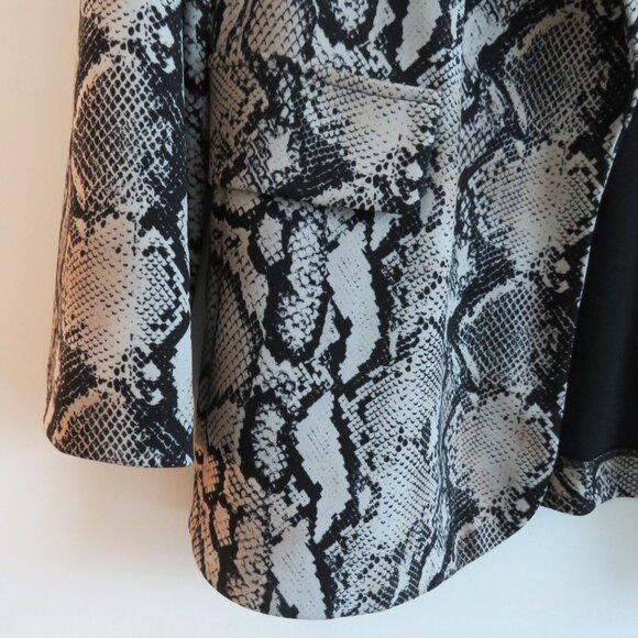 JOSEPH RIBKOFF Snakeskin Beige Black Open Front Blazer Jacket - Size US 10 - Picture 5 of 14
